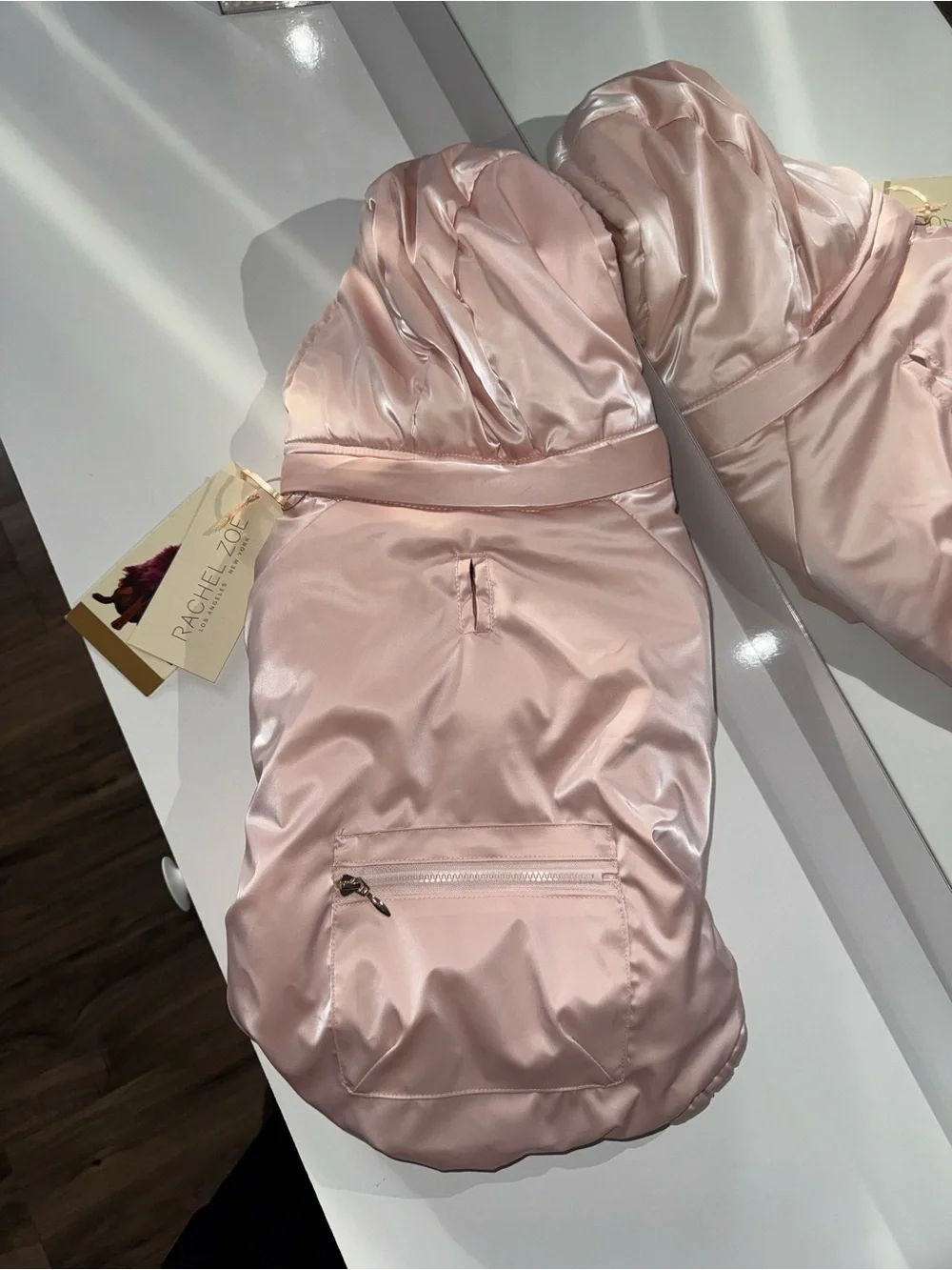 Rachel Zoe Light Pink Puffer Dog Coat